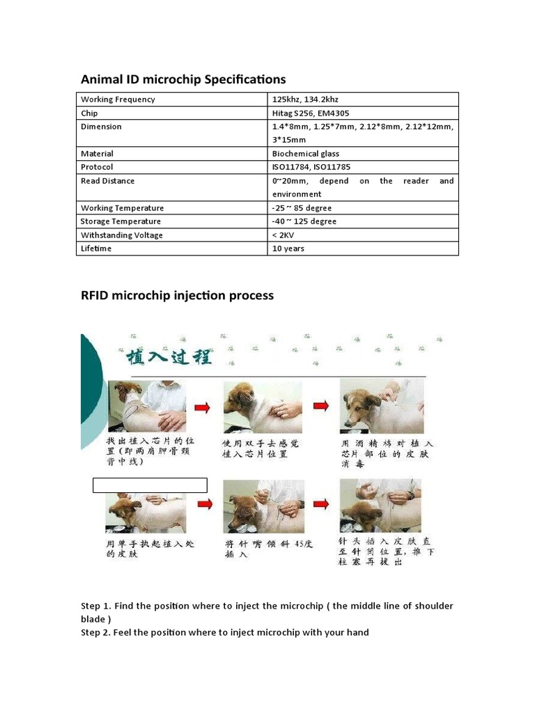 Animal ID Microchip Specs & Injection Guide | PDF