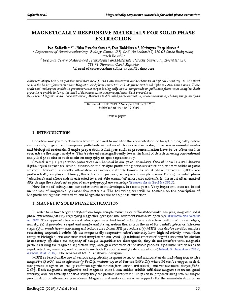 Magnetic Materials for Solid Phase Extraction | PDF | Elution | Chemistry