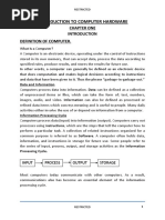 Introduction To Computer Hardware: Chapter One Definition of Computer