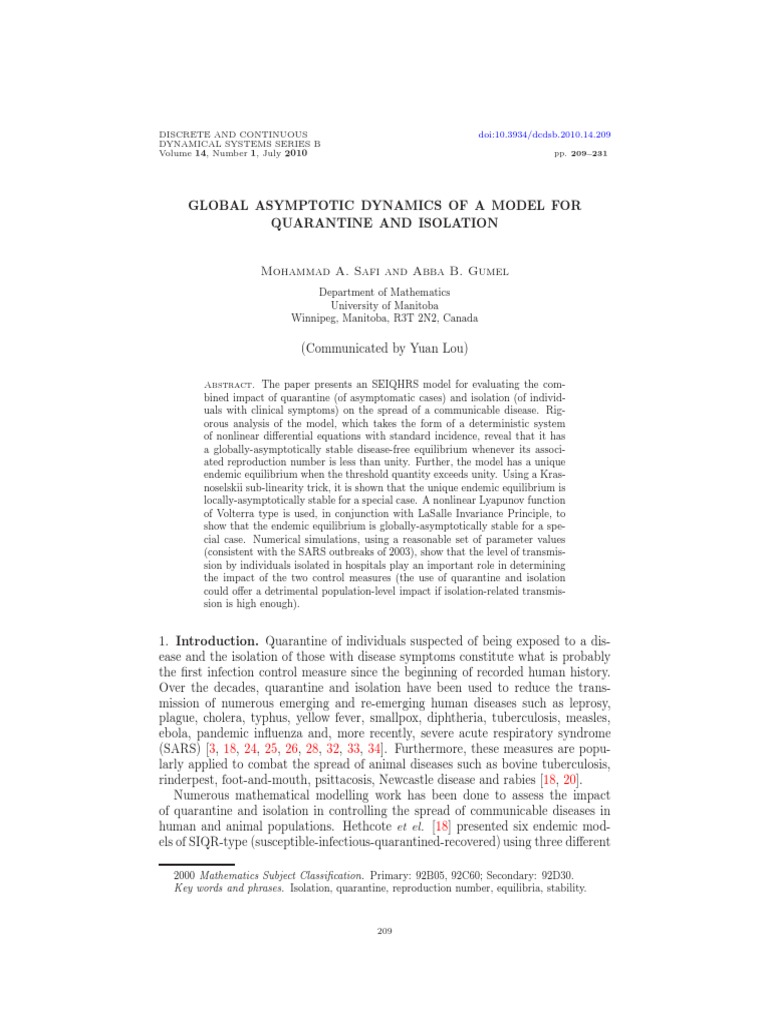 Discrete and continuous dynamical systems series b volume 14 number 1