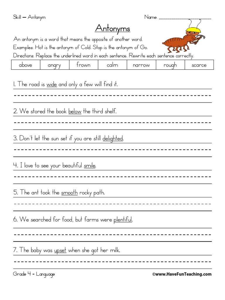 antonyms-worksheet