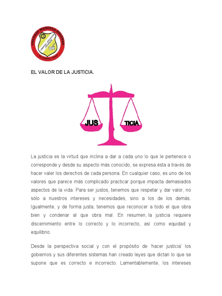 El Valor de la Justicia en la Sociedad | PDF | Bienestar | Justicia