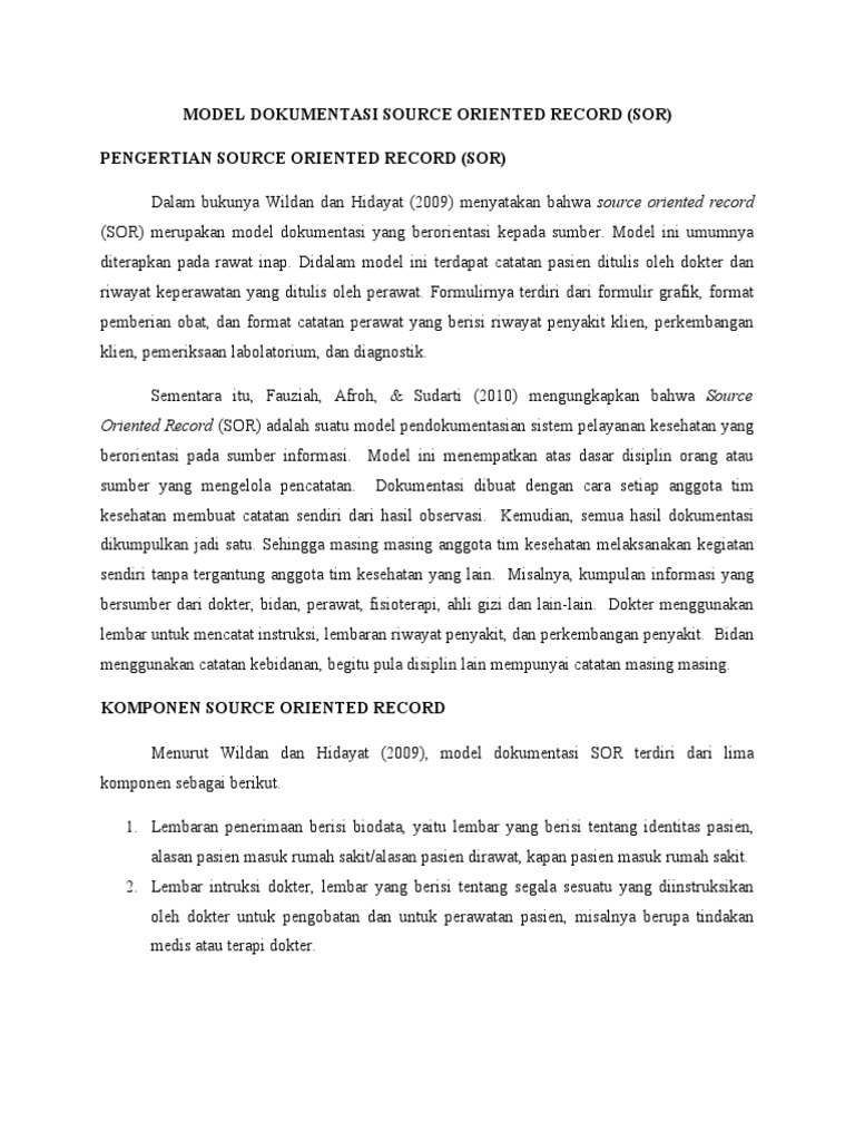 Model Dokumentasi Source Oriented Record | PDF | Karier & Perkembangan