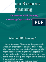 Human Resource Planning: Importance of HR Planning Assessing Organization's Strategy