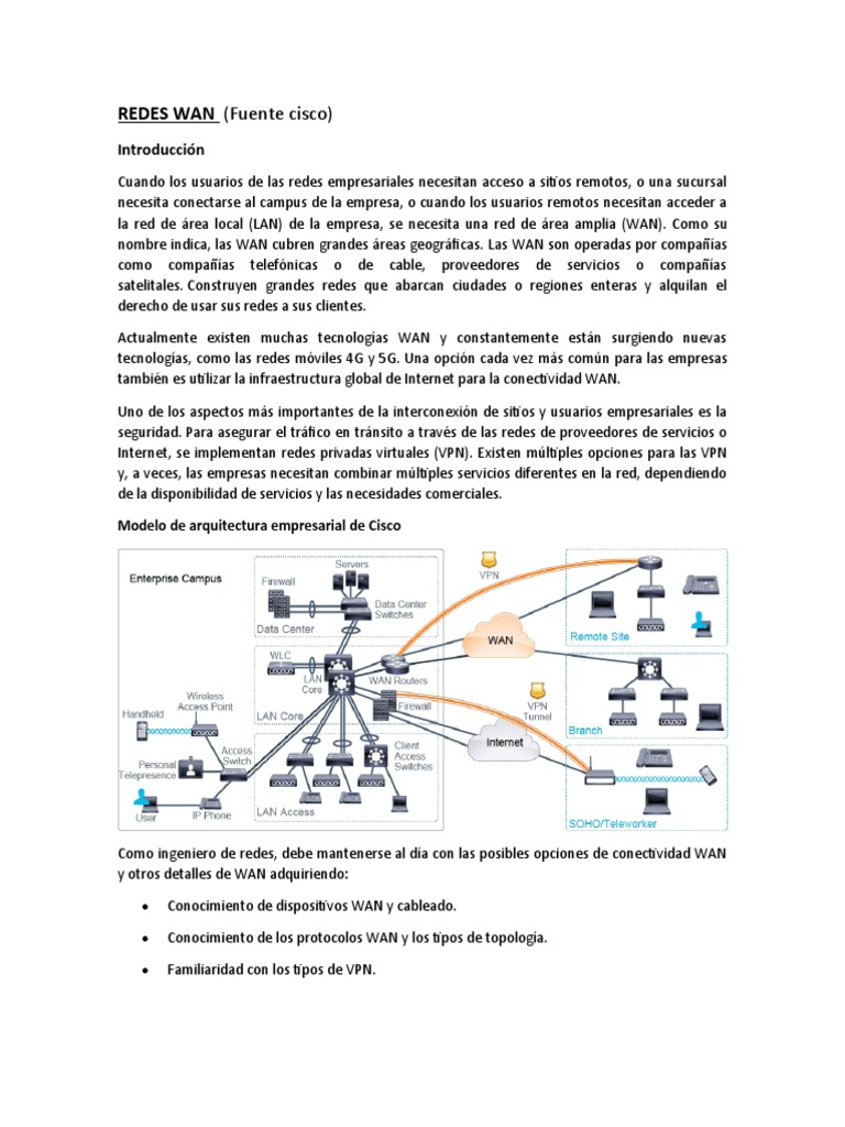 Características y tecnologías de redes WAN | PDF | Red de área amplia ...