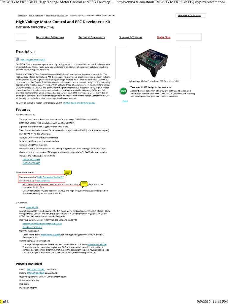 High Voltage Motor Control and PFC Developers Kit - TI | PDF ...