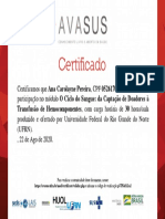 O Ciclo Do Sangue Da Captação de Doadores À Transfusão de Hemocomponentes - Certificado de Conclusão