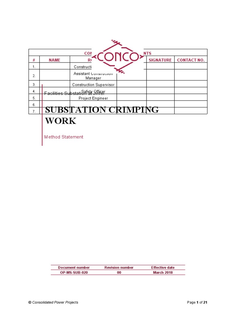 Substation Crimping Work MS PDF Personal Protective Equipment