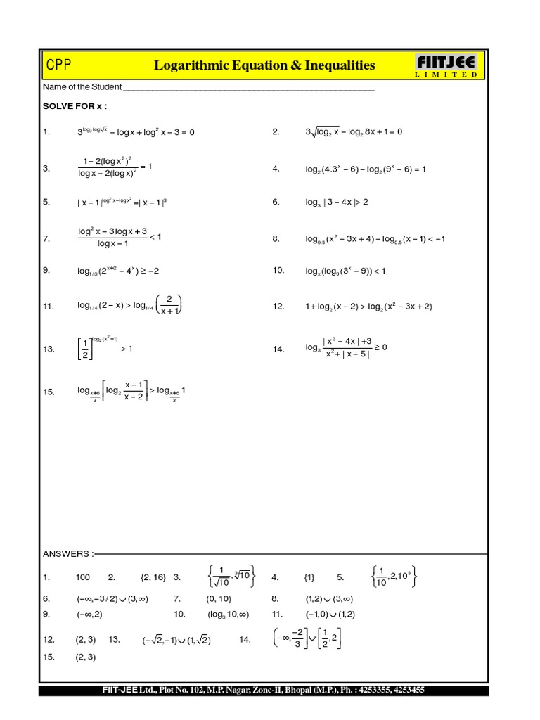 Logarithmic Equations & Inequalities | PDF | Logarithm | Number Theory