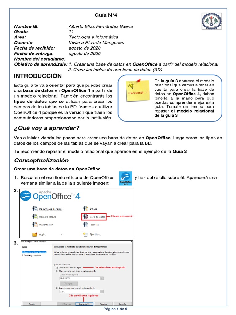 GUIA 4 DE TRABAJO TECNOLOGIA E INFORMATICA Grado 11 PDF | PDF | Base de ...