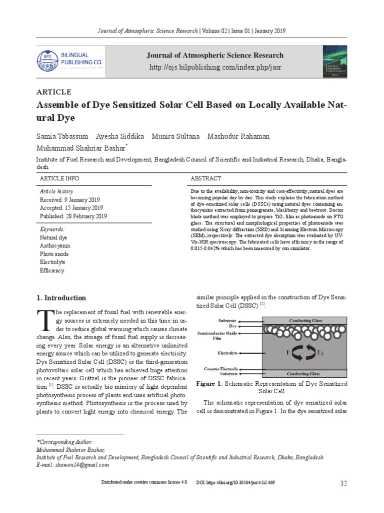 Assemble of Dye Sensitized Solar Cell Based On Locally Available ...