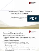 Monitor and Control Finances Management Process: BSBFIM501 Manage Budgets and Financial Plans Session 3