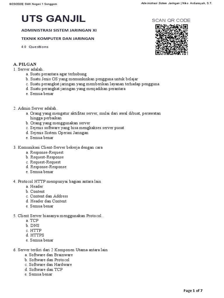 Soal Uts 2020 2021 Semester Ganjil Administrasi Sistem Jaringan