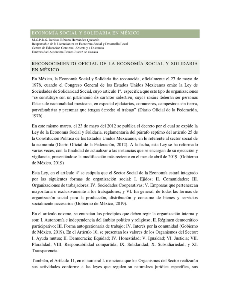 Economía Social y Solidaria en México | PDF | Comercio justo | Economía ...