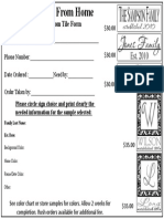 Custom Tile Form: Please Circle Sign Choice and Print Clearly The Needed Information For The Sample Selected