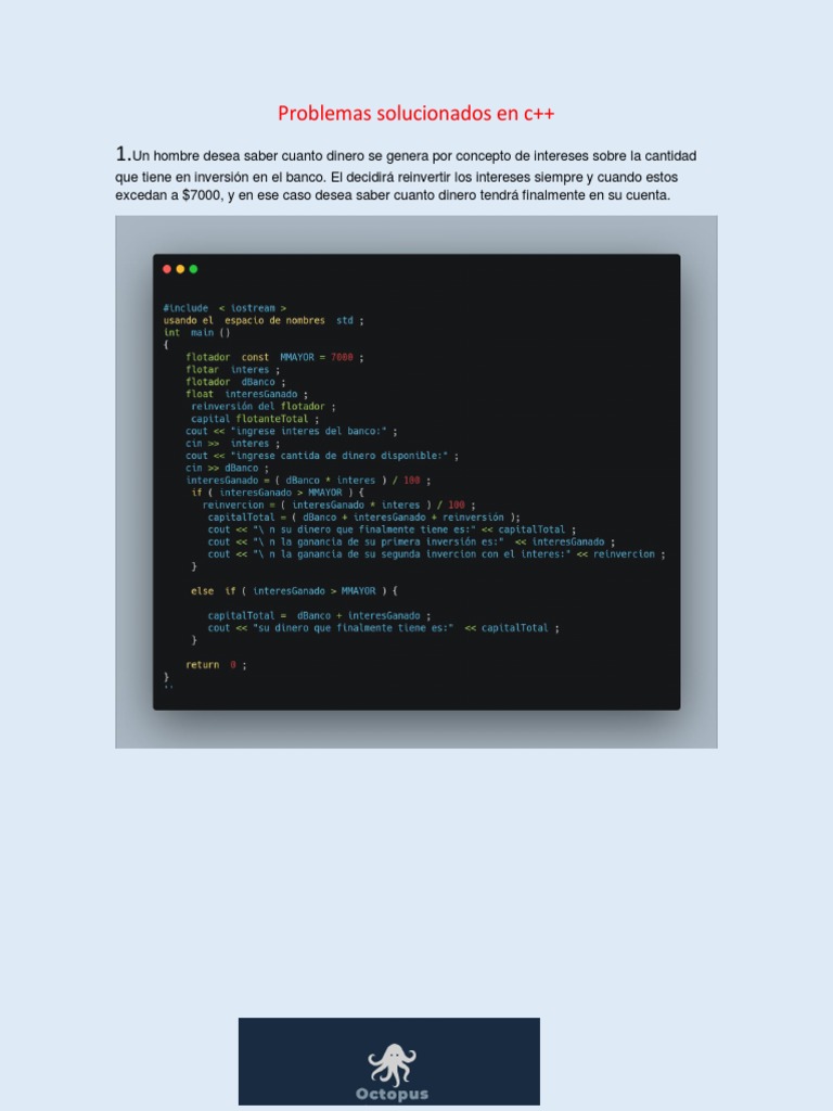 Problemas de C++ sobre Descuentos y Cálculos | PDF | Jubilación | Interés