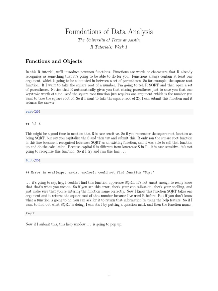 Foundations of Data Analysis: Functions and Objects | PDF | Letter Case ...