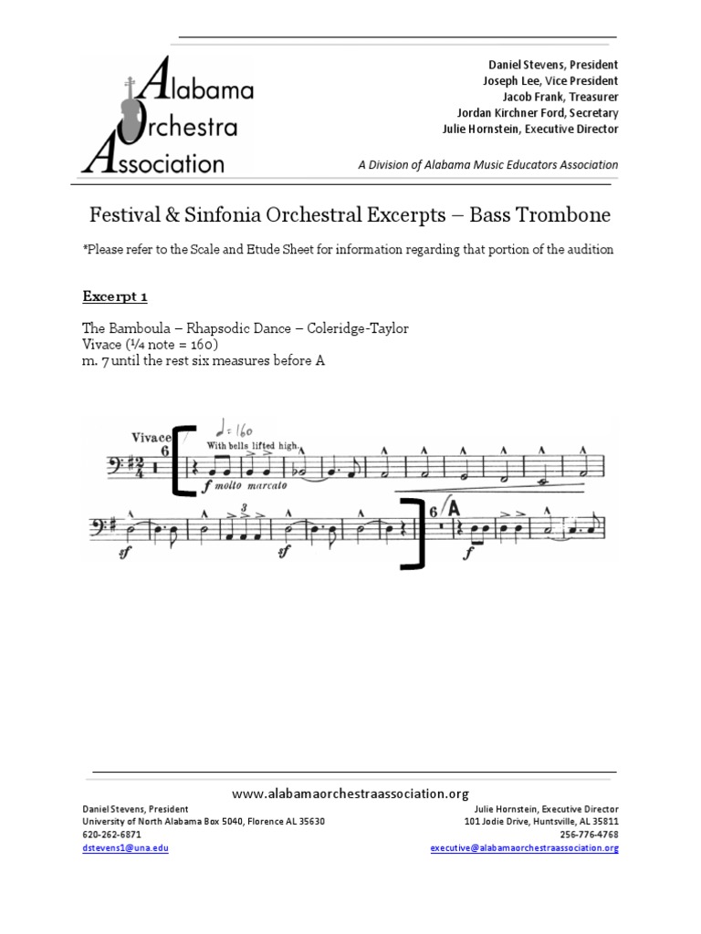Festival & Sinfonia Orchestral Excerpts - Bass Trombone: Excerpt 1 ...