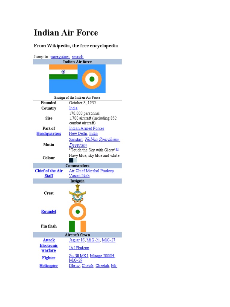 Indian Air Force Overview and Structure | PDF | Military Aviation ...