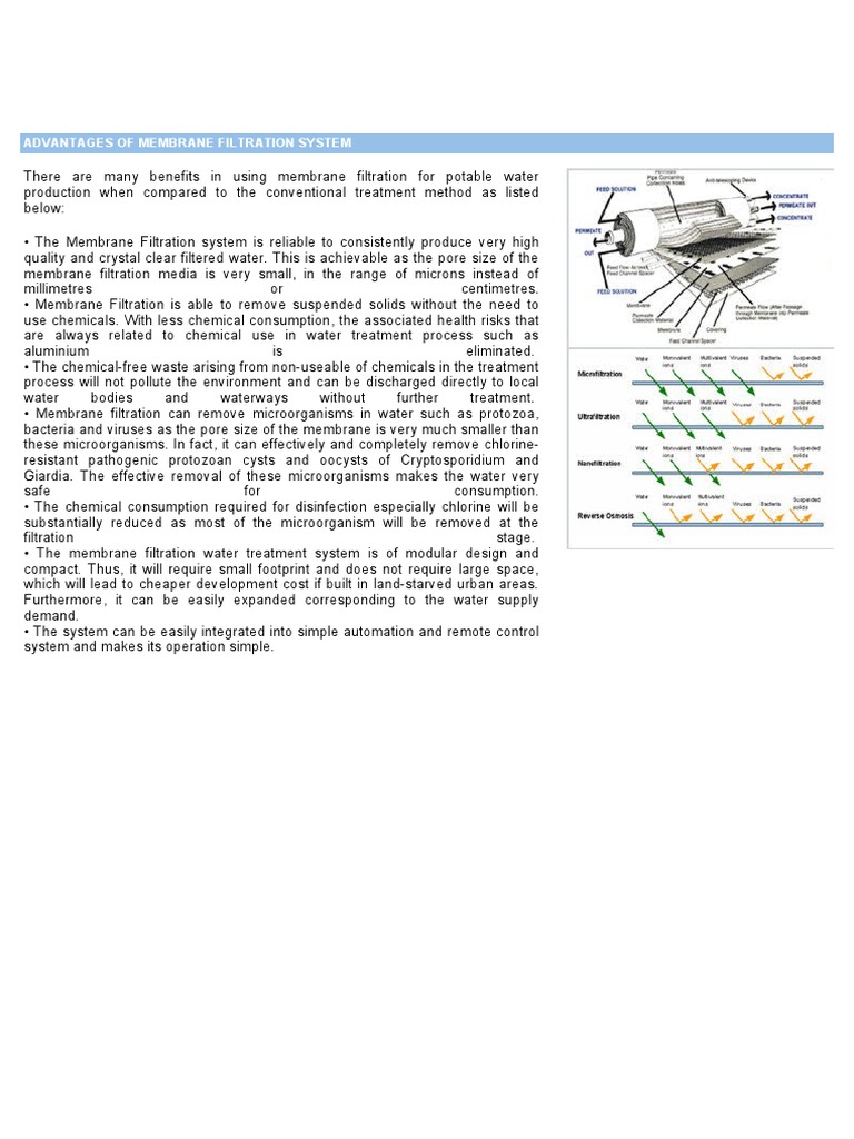 Advantages of Membrane Filtration System PDF