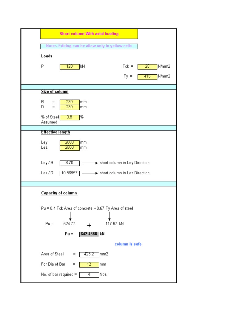 Loads: Short Column With Axial Loading | PDF | Nature