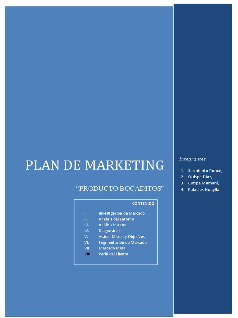 Plan de Marketing para Bocaditos | PDF | Investigación de mercado ...