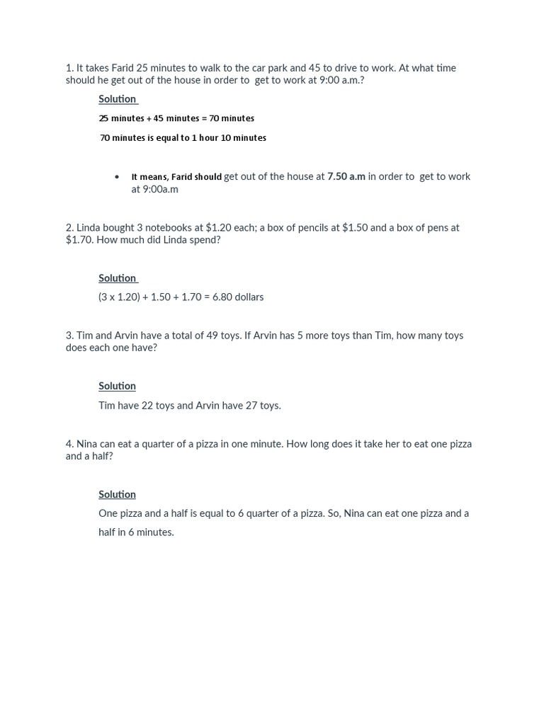 Solution 25 Minutes + 45 Minutes 70 Minutes 70 Minutes Is Equal To 1