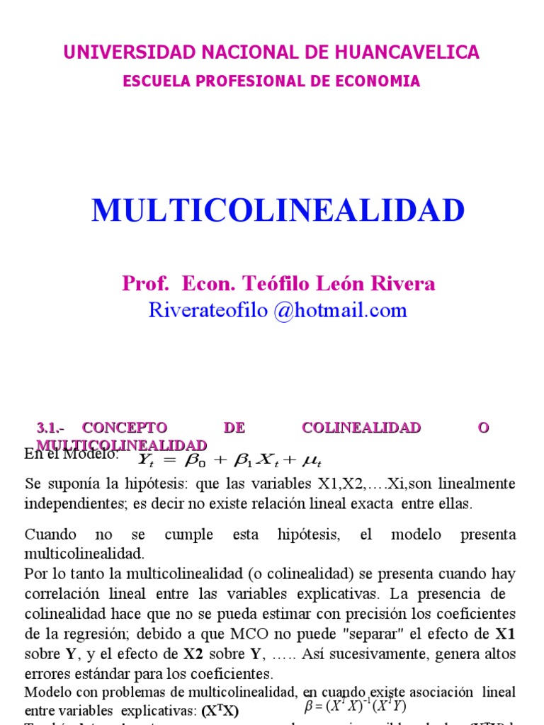Cap. 04 Multicolinealidad | PDF | Multicolinealidad | Investigación ...