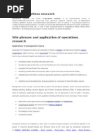 Define Operations Research: Applications of Management Science