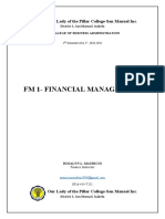 FM 1-Financial Management: Our Lady of The Pillar College-San Manuel Inc