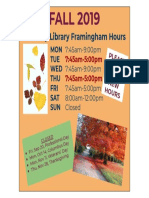 Fall 2019 Library Hours