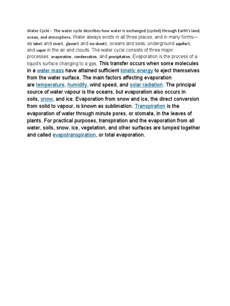 Easy Overview of the Water Cycle | PDF | Science & Mathematics