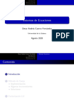 Método de Gauss y Factorización LU para resolver Sistemas de Ecuaciones Lineales