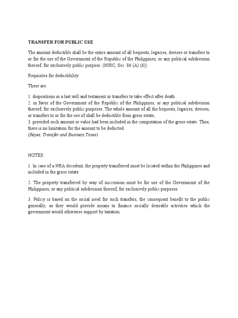 Deductibility of Transfers for Public Use | PDF