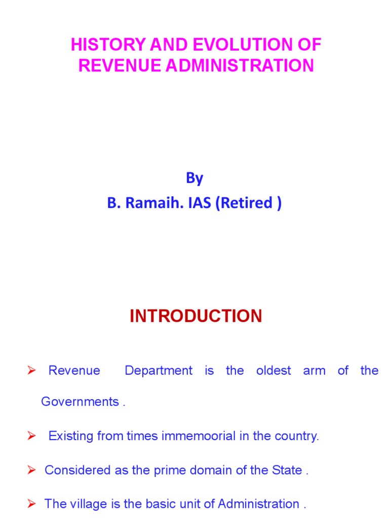 History of Evolution of Revenue Administration | PDF | Social ...