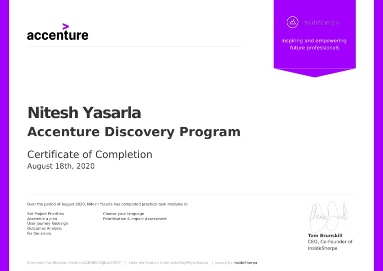 Accenture Program Completion Certificate | PDF