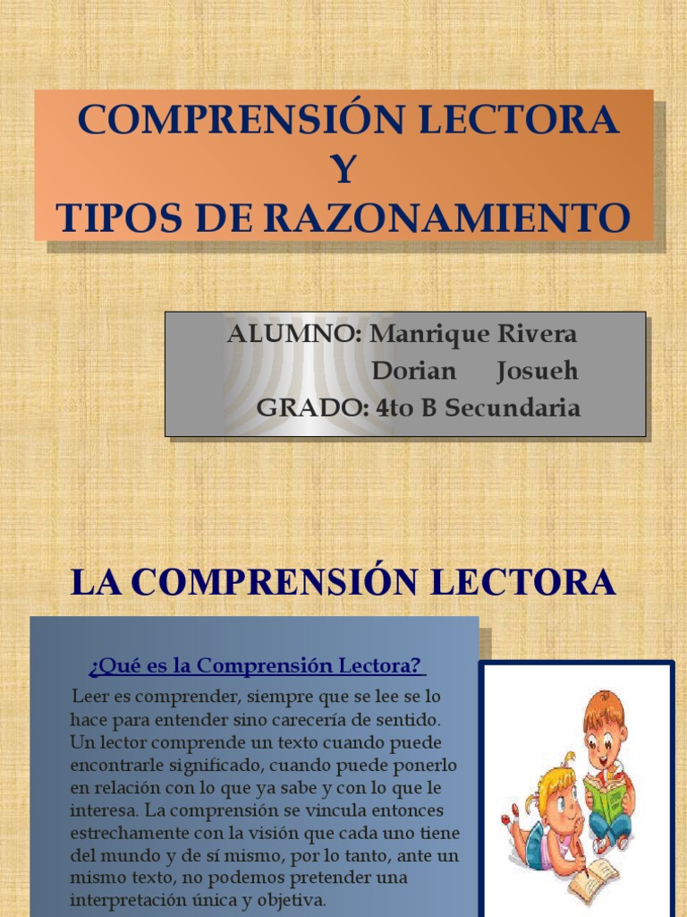 Comprensión Lectora y Tipos de Razonamiento | PDF | Comprensión lectora ...