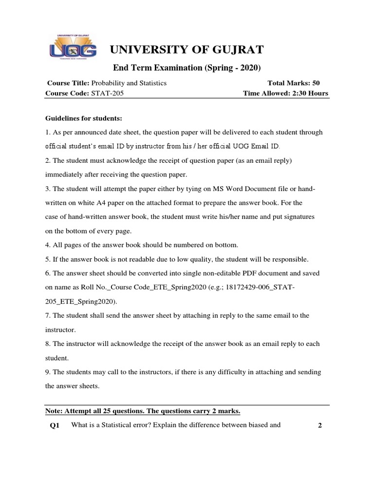 Ete Stat 5 It Question Paper Spring Pdf Mean Normal Distribution