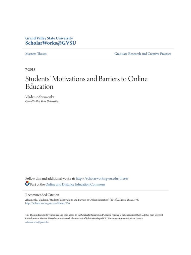 Online Education: Student Barriers & Motivations | PDF | Educational ...