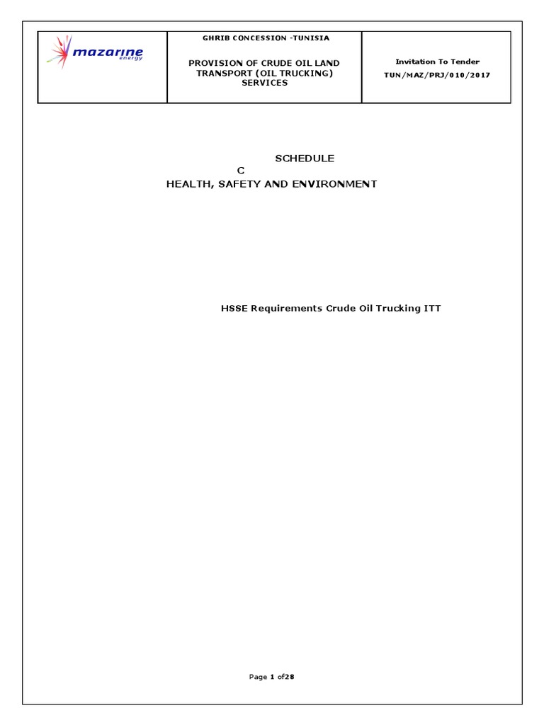 14 - Section C - Schedule D - HSSE Requirements | PDF | Truck Driver ...