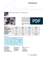 Heraeus Trigger Transformers: Technical Data