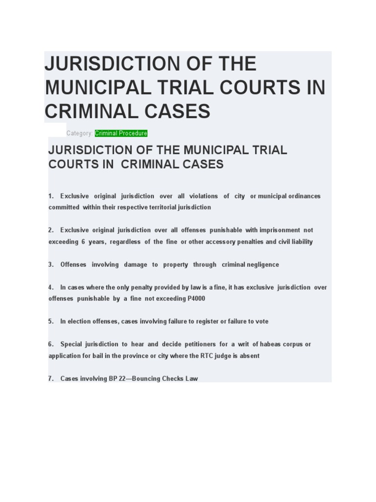 Jurisdiction of MTC RTC PDF