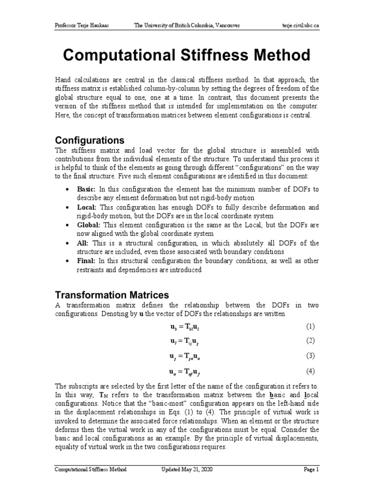 Computational Stiffness Method Explained | PDF | Eigenvalues And ...
