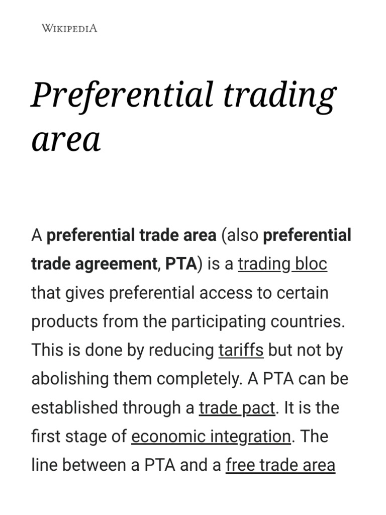 Understanding Preferential Trade Agreements | PDF | International ...