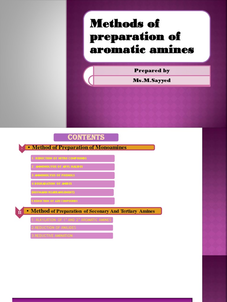 Preparation Methods for Aromatic Amines | PDF | Science & Mathematics ...