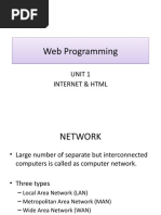 Web Programming Web Programming: Unit 1 Internet & HTML