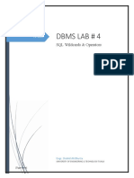 Dbms Lab # 4: SQL Wildcards & Operators