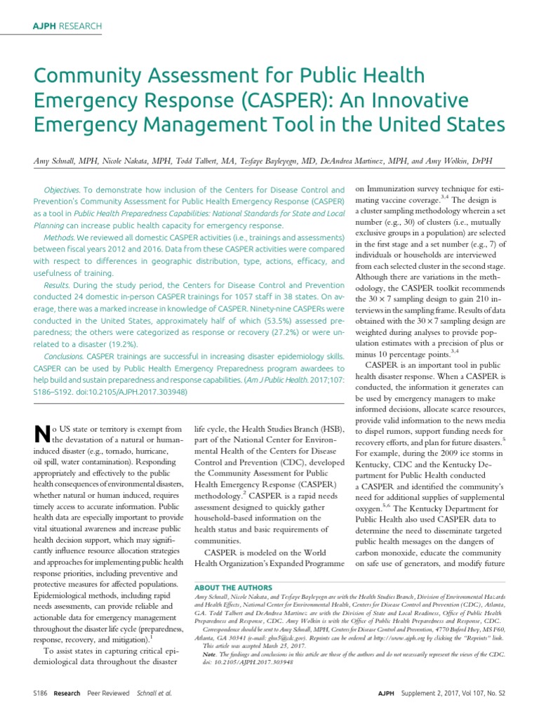 CASPER: Enhancing Public Health Response | PDF | Emergency Management ...