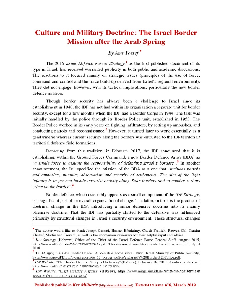Israeli Border Defence Doctrine Analysis | PDF | Military Doctrine ...