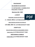 Anunt Sustinere Licenta Si Disertatie-1 PDF